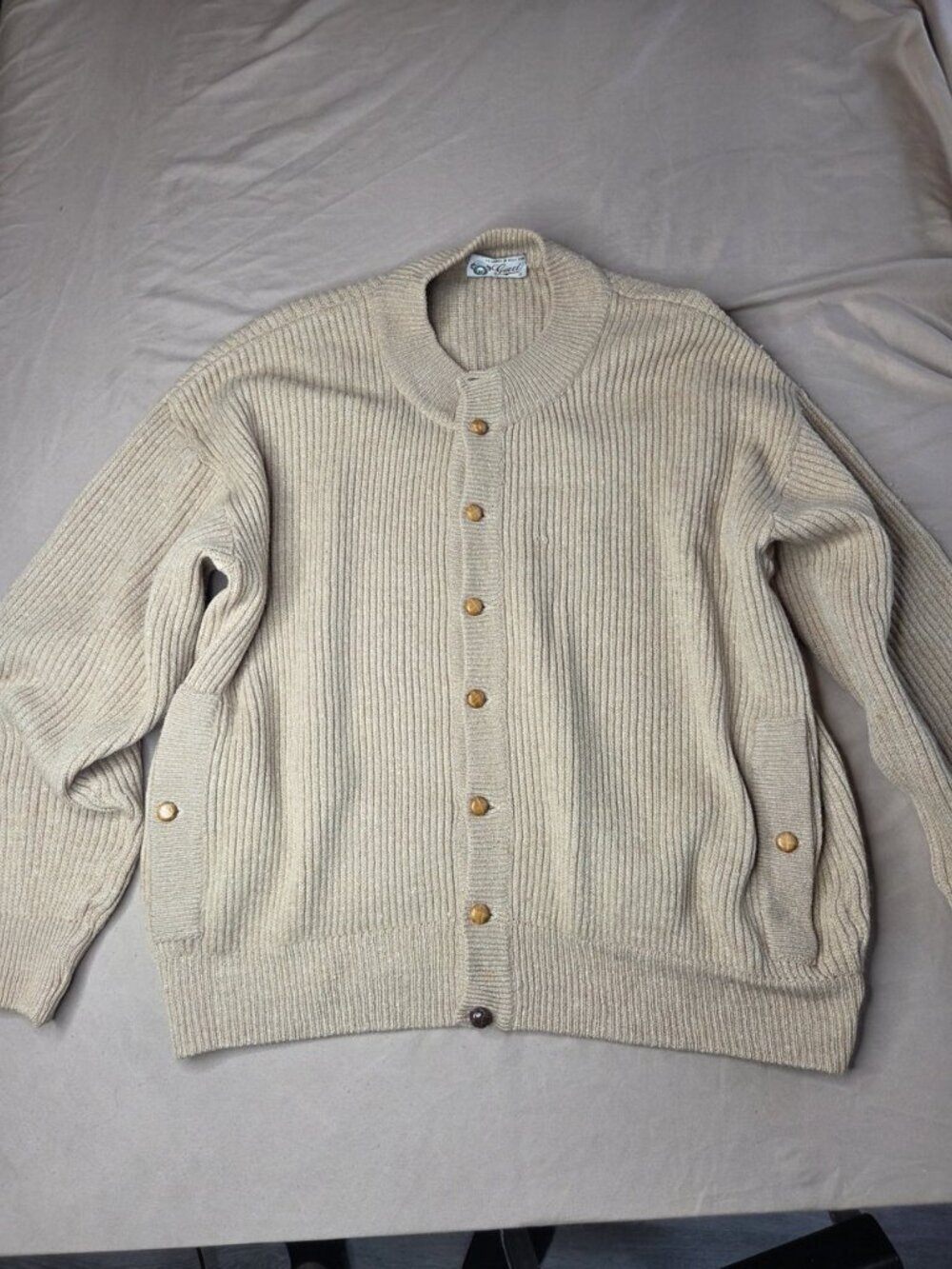 Gucci Vintage Brown Ribbed Knit Button Down Cardigan Women's Rare
